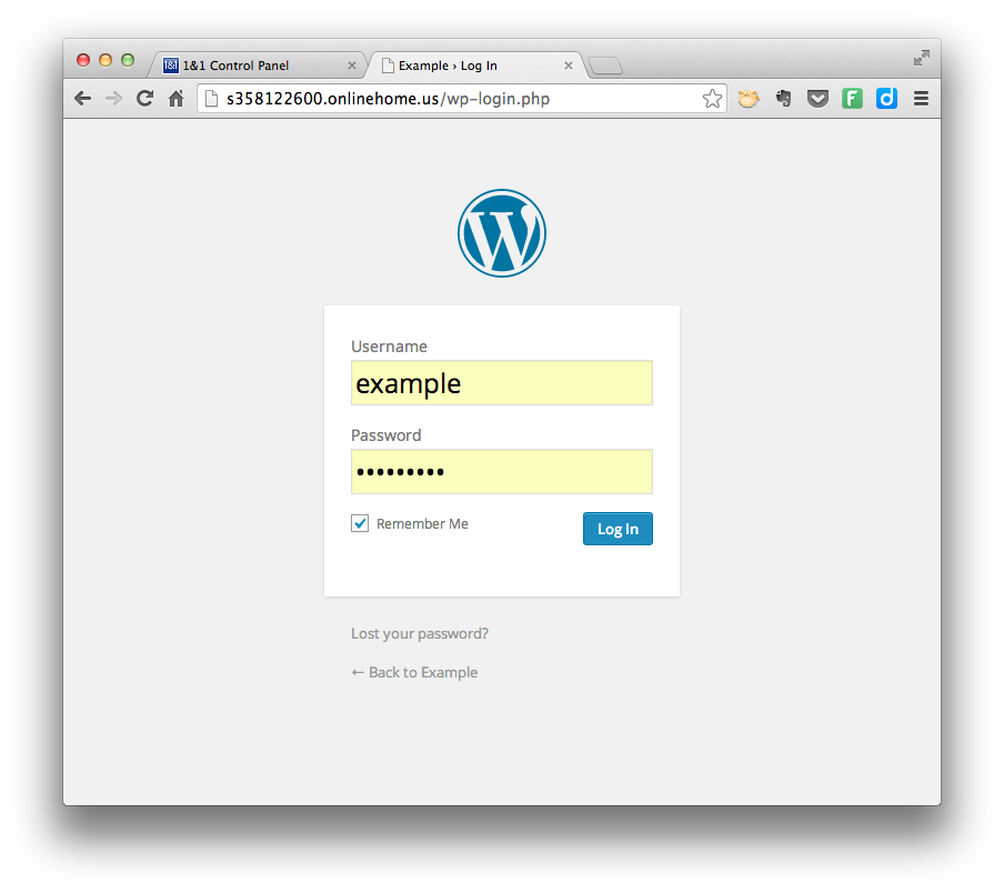 Install WordPress - Log In